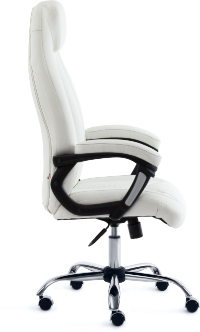 Кресло BOSS (хром) кож/зам, белый, 36-01/36-01/06