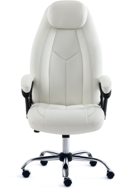 Кресло BOSS (хром) кож/зам, белый, 36-01/36-01/06