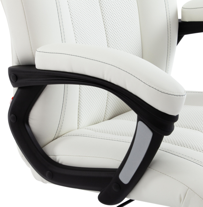 Кресло BOSS (хром) кож/зам, белый, 36-01/36-01/06