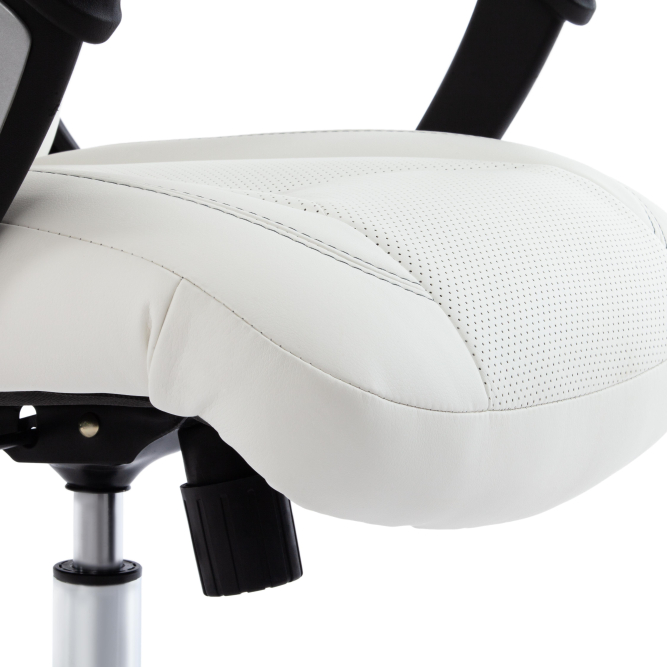 Кресло BOSS (хром) кож/зам, белый, 36-01/36-01/06