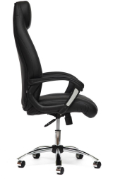 Кресло BOSS (хром) кож/зам, черный/черный перфорированный, 36-6/36-6/06