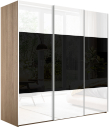 Шкаф-купе Эста 3-х дверный Комби (Стекло черное, Стекло белое) Дуб Бардолино