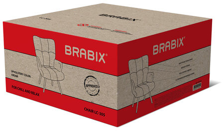 Кресло BRABIX "Soft LC-305", фактурная ткань букле (экомех), кремовое, 533146
