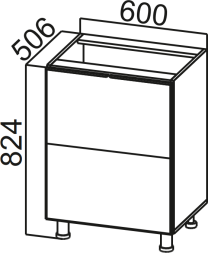 Стол-рабочий 600 (горизонт. 2 ящика) Модус