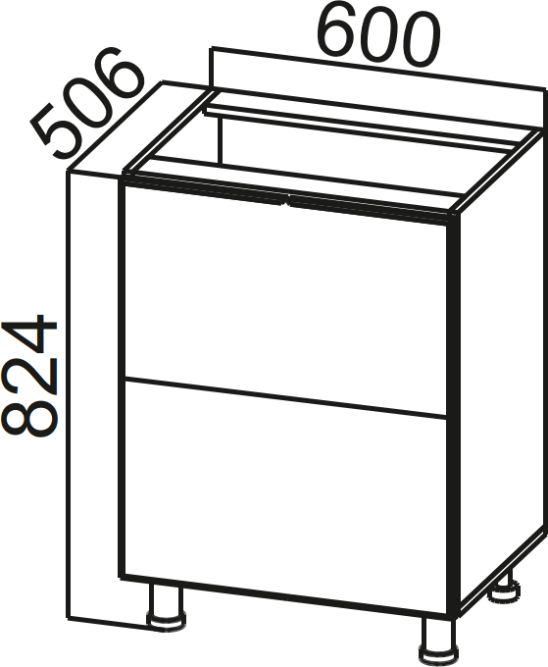 Стол-рабочий 600 (горизонт. 2 ящика) Модус