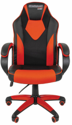Кресло компьютерное СН GAME 17, ткань TW/экокожа, черное/красное, 7024560