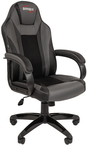 Кресло компьютерное BRABIX "Tanto GM-171", TW/экокожа, черное/серое, 532574, 7083502