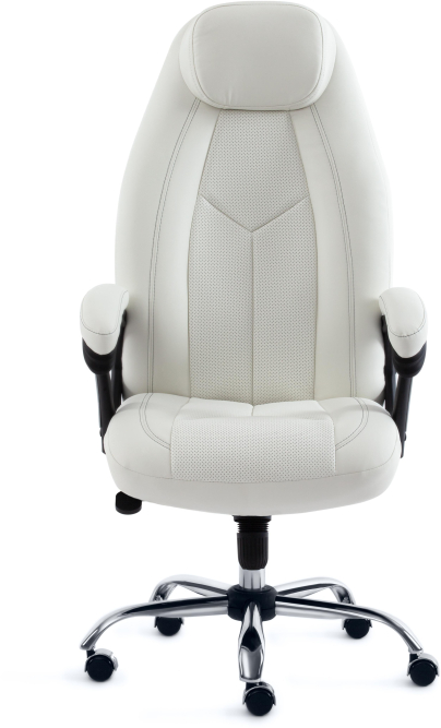 Кресло BOSS люкс (хром) кож/зам, белый, 36-01/36-01/06