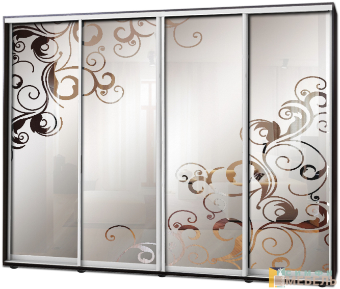 Шкаф купе 4х дв Пескоструй фон матовый № 19