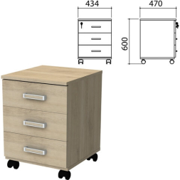 Тумба подкатная Приоритет 3 ящика, замок