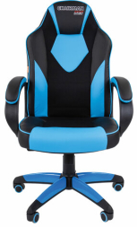 Кресло компьютерное СН GAME 17, ткань TW/экокожа, черное/голубое, 7024559