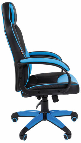 Кресло компьютерное СН GAME 17, ткань TW/экокожа, черное/голубое, 7024559