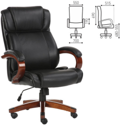 Кресло офисное BRABIX PREMIUM &quot;Magnum EX-701&quot;, дерево, рециклированная кожа, черное, 531827