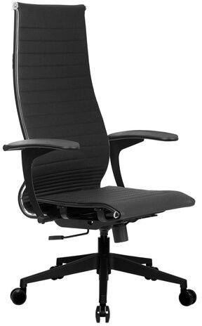 Кресло офисное МЕТТА "К-8.1-Т" пластик, экокожа перфорированная, сиденье регулируемое, черное