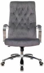 Кресло офисное T-9928SL, усиленное, НАГРУЗКА до 200 кг, хром, ткань, серое, 1985910