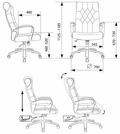 Кресло офисное T-9928SL, усиленное, НАГРУЗКА до 200 кг, хром, ткань, серое, 1985910