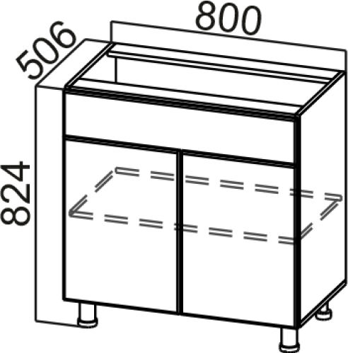 Стол-рабочий 800 (с ящиком и створками) Модус