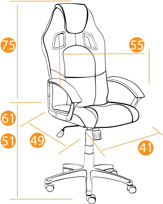 Кресло DRIVER флок/ткань, синий/серый, 32/12