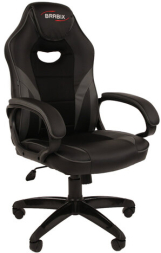 Кресло компьютерное BRABIX "Accent GM-161", TW/экокожа, черное/серое, 532576, 7083504