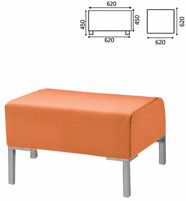Пуф "Хост" М-43, 620х620х450 мм, экокожа, оранжевый