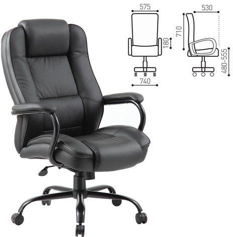 Кресло офисное BRABIX PREMIUM "Heavy Duty HD-002", усиленное, НАГРУЗКА до 200 кг, экокожа, 531829