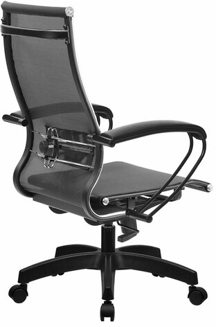 Кресло офисное МЕТТА "К-9" пластик, прочная сетка, сиденье и спинка регулируемые, черное