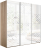 Шкаф-купе Эста 3-х дверный (Стекло Диско белый, Зеркало) Дуб Бардолино