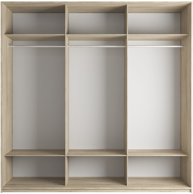 Шкаф-купе Эста 3-х дверный (Стекло Диско белый, Зеркало) Дуб Бардолино