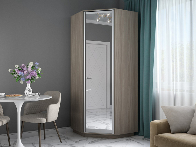 Шкаф-купе Экспресс Угловой ( Зеркало) Ясень шимо светлый