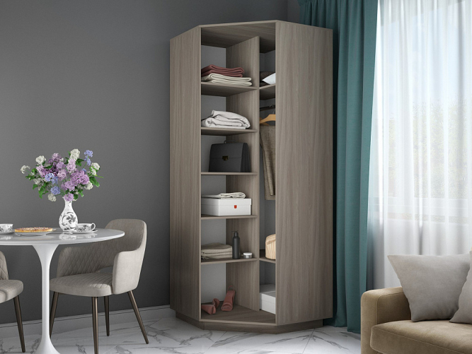 Шкаф-купе Экспресс Угловой ( Зеркало) Ясень шимо светлый