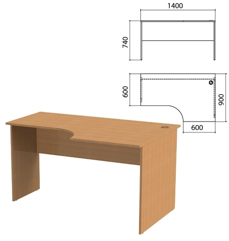 Стол письменный эргономичный Эко правый