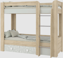 Кровать 2-х ярусная с двумя ящиками Микки