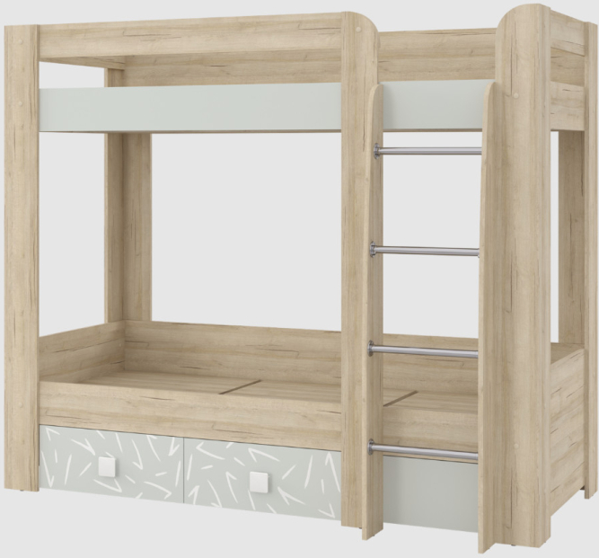 Кровать 2-х ярусная с двумя ящиками Микки