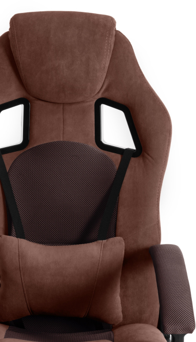Кресло DRIVER флок/ткань, коричневый, 6/24