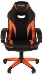 Кресло компьютерное BRABIX "Accent GM-161", TW/экокожа, черное/оранжевое, 532577, 7083505