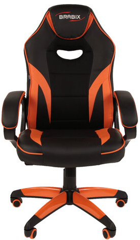 Кресло компьютерное BRABIX "Accent GM-161", TW/экокожа, черное/оранжевое, 532577, 7083505