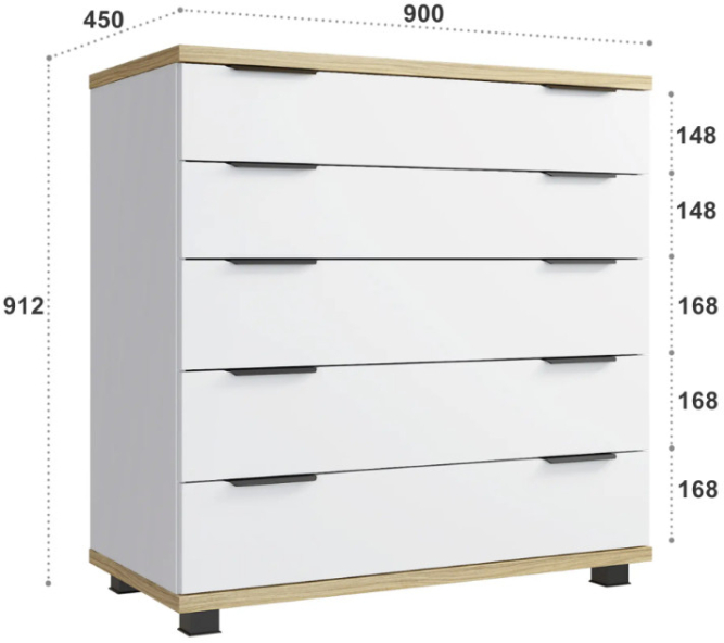 Комод Скайлайт СЛ-11К блэквуд ячменный/белый/графит/меренга