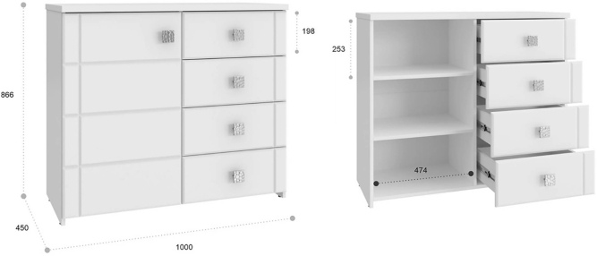 Комод Изабель ИЗ-52К белое дерево