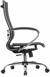 Кресло офисное МЕТТА "К-9" хром, прочная сетка, сиденье и спинка регулируемые, черное