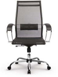 Кресло офисное МЕТТА "К-9" хром, прочная сетка, сиденье и спинка регулируемые, черное