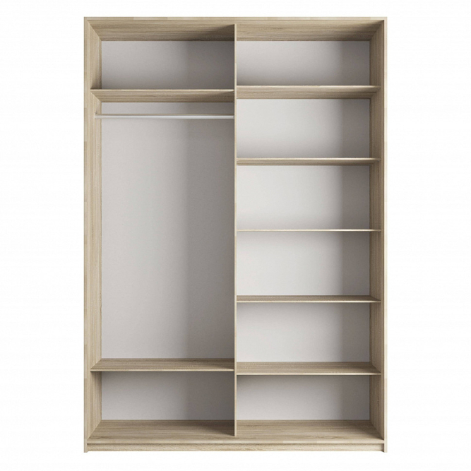 Шкаф-купе Прайм 2-х дверный (Зеркало/Стекло белое) Крафт табачный