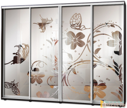 Шкаф купе 4х дв Пескоструй фон матовый № 22