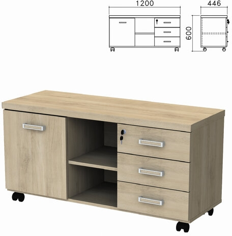 Тумба-креденция "Приоритет дверь, 3 ящика