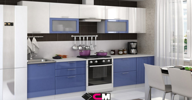 Кухня Ксения Белый | Сизый (3,0 м) модульная