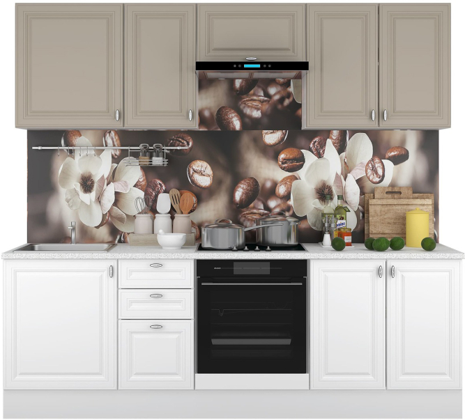 Кухня Ева комплект 1 Мокко софт/Белый софт