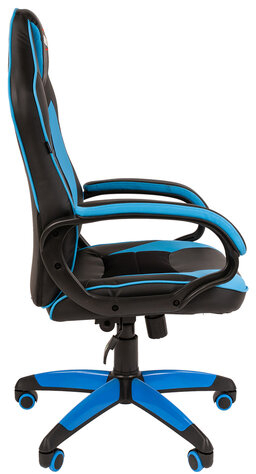 Кресло компьютерное BRABIX "Blaze GM-162", TW/экокожа, черное/голубое, 532578, 7083506