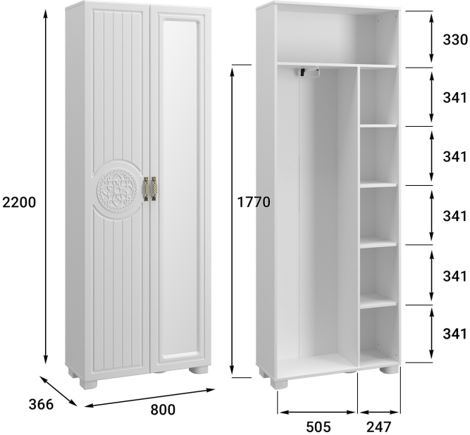 Шкаф комбинированный «Монблан «Монблан» МБ-21К белое дерево