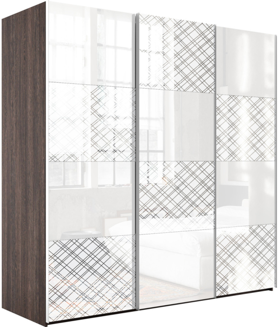 Шкаф-купе Эста 3-х дверный (Стекло Диско белый, Зеркало) Венге Мали
