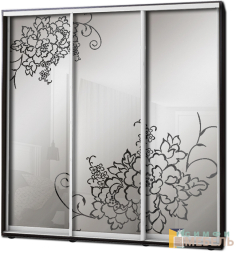 Шкаф купе 3х дв Пескоструй фон матовый № 20