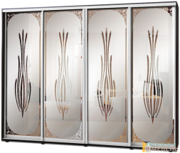 Шкаф купе 4х дв Пескоструй фон матовый № 23